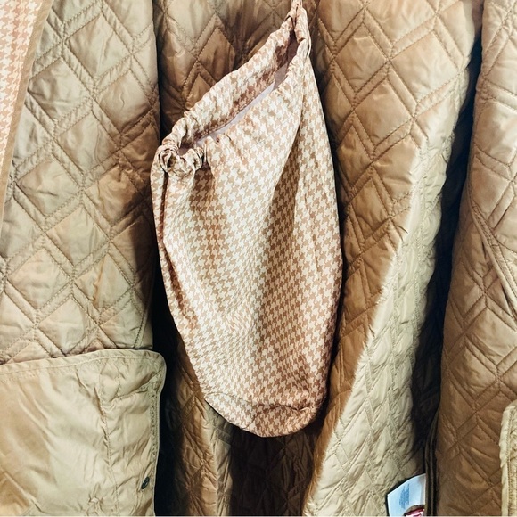 LAND’S END SZ 1X  (16-18) Houndstooth Quilted Funnel Collar Packable Jacket Coat - Picture 9 of 16